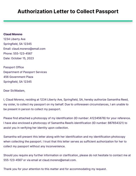 authorization letter for passport|Authorization Letter Template To Collect Passport: Samples And .